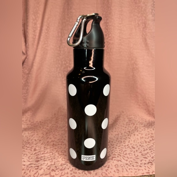 Victorias Secret “PINK” Polka Dot Water Bottle, Black And White with Carabiner - Picture 3 of 8